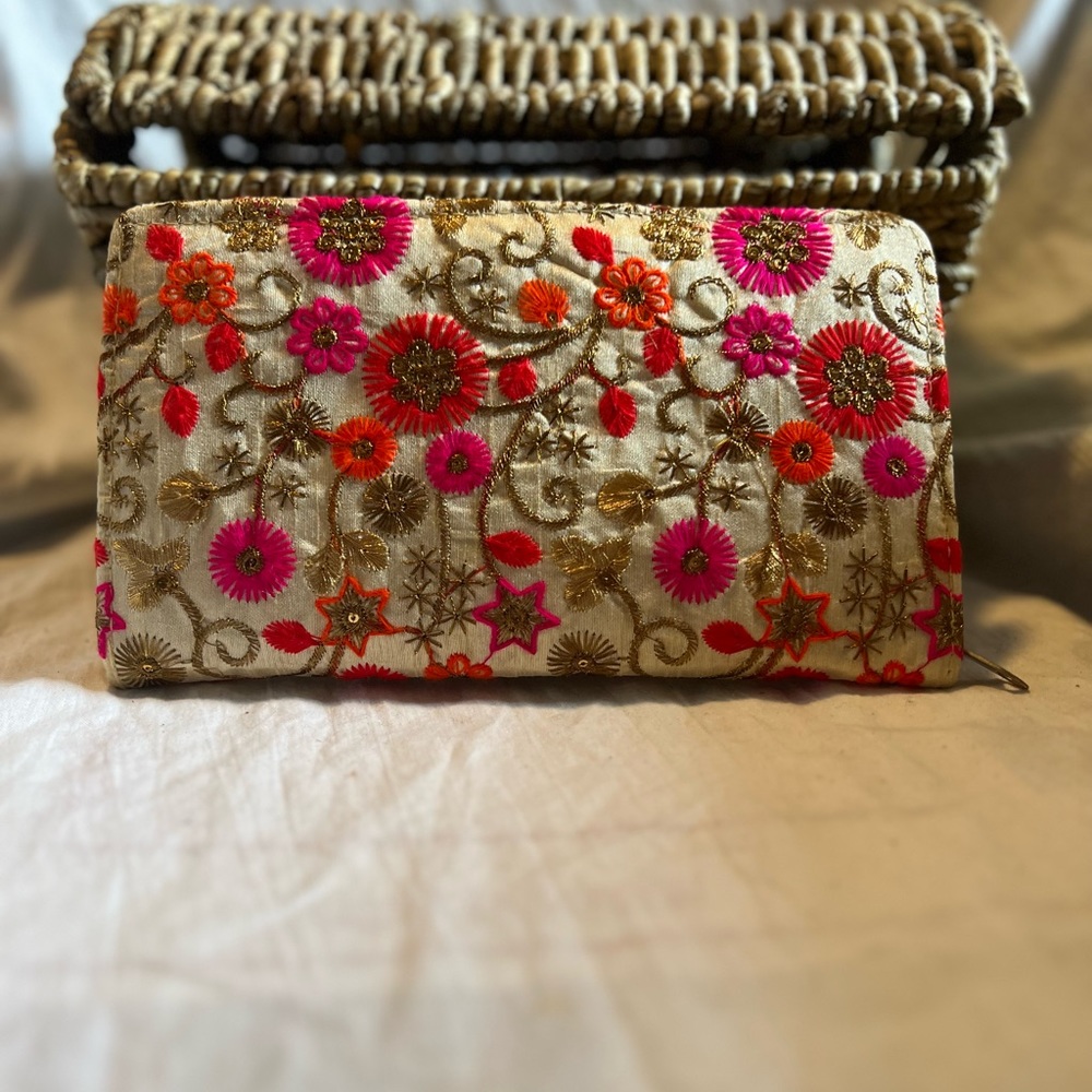 Embroidered Sequin Clutch